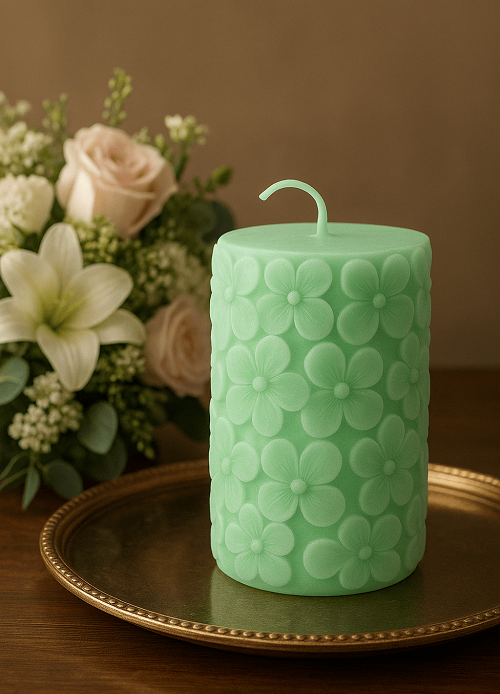 Derben Clove Floral Scented Pillar Candles for Party – GREEN: A Perfect Touch of Fragrance and Elegance