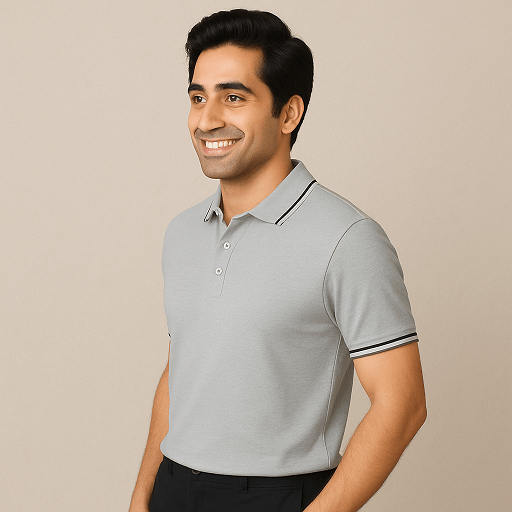 Formal Tipping Polo Neck T Shirt – A Refined Choice for Modern Office Wear