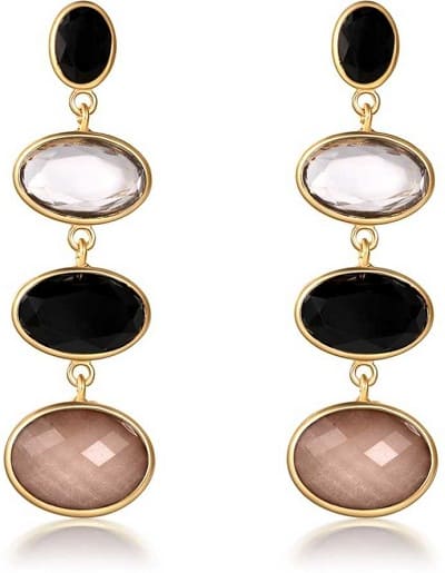 Korean Multicolour Crystal Stud Long Drop Earrings for Girls and Women