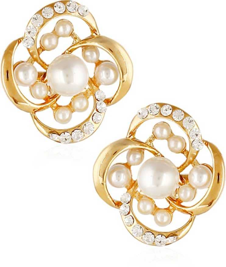 Korean Luxuriate Alloy Zircons Earrings with Beautiful Flower Design