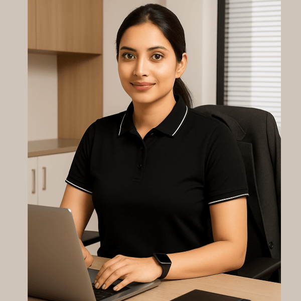 Black Polo Formal T Shirt for Women | Office Wear T Shirt for Ladies