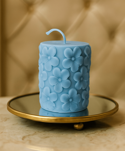 Derben Clove Floral Scented Pillar Candles for Party - BLUE