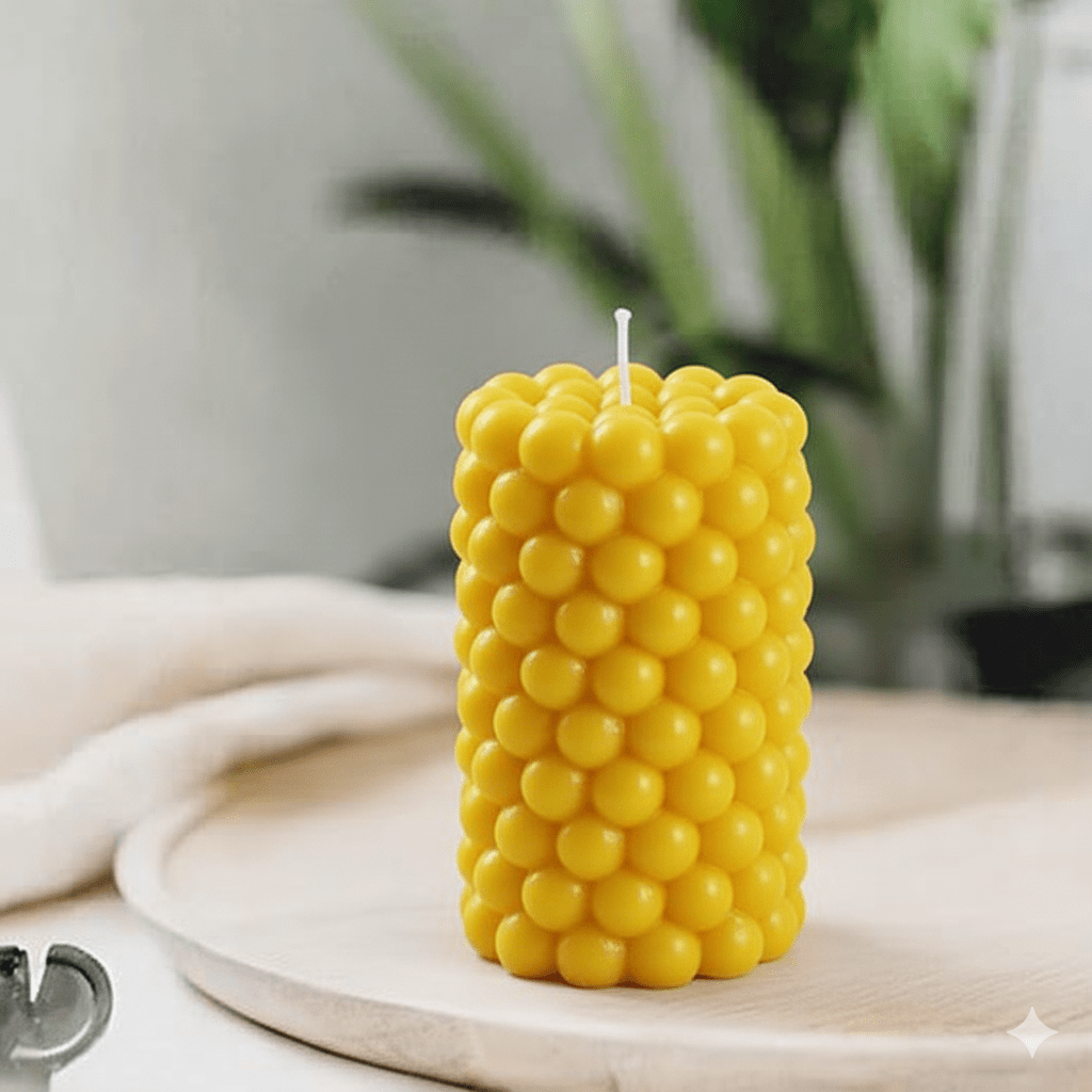 Luxury Yellow Scented Candle Long Bubble Pillar Fancy Candles