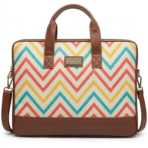 Eco Friendly Laptop Messenger Office Bag for Men and Women - Zigzag Print