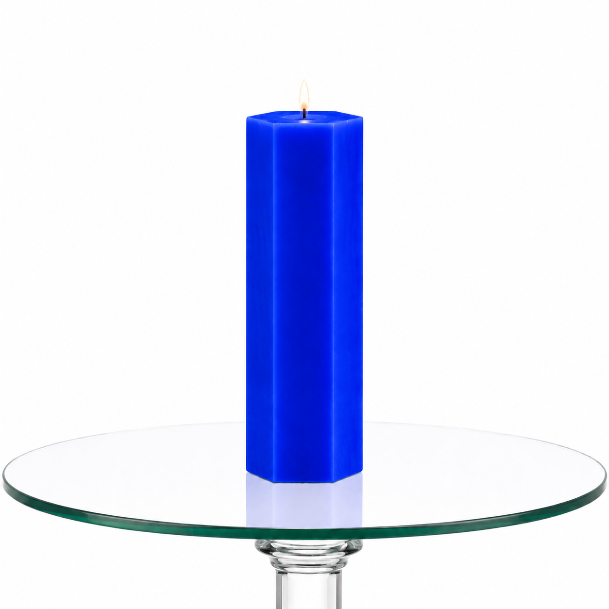 Large Hexagonal Scented Pillar Candle Royal Blue