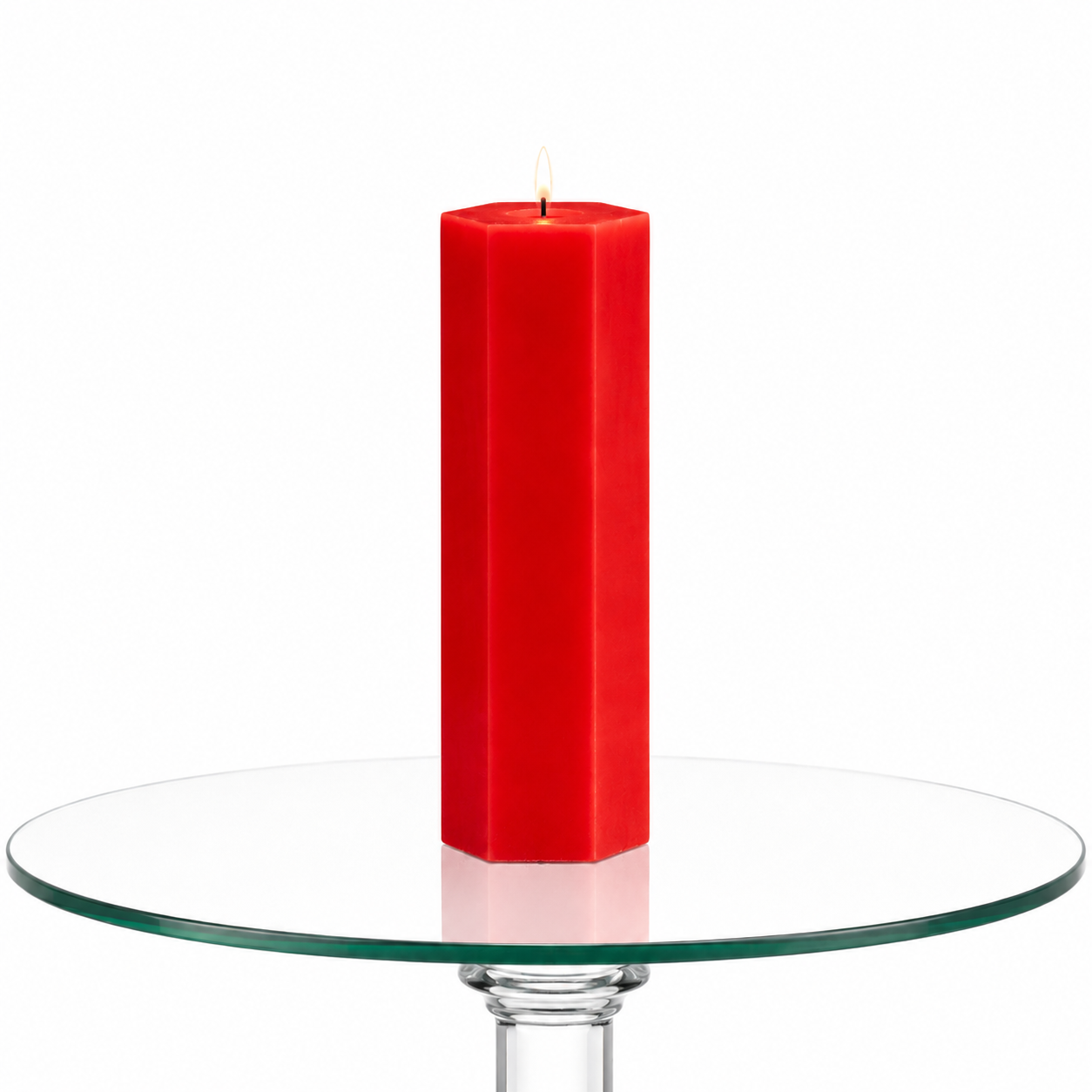 Large Hexagonal Scented Pillar Candle Red
