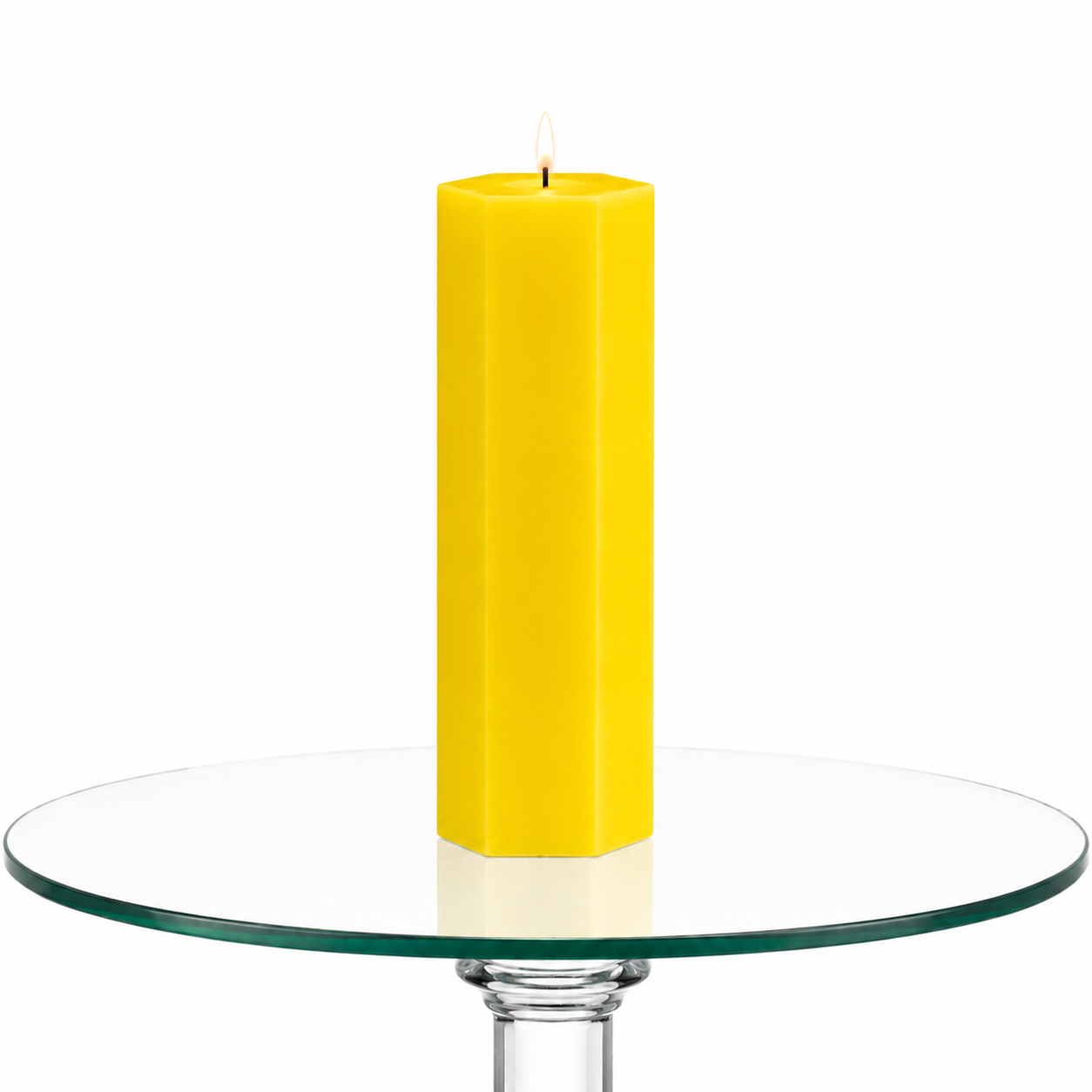 Large Hexagonal Scented Pillar Candle Yellow