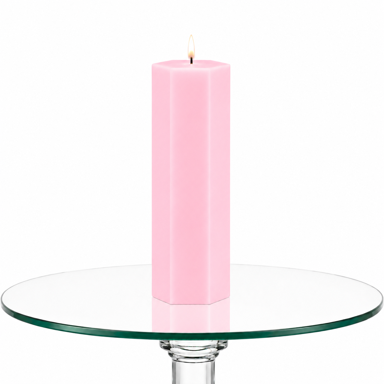 Large Hexagonal Scented Pillar Candle Pink