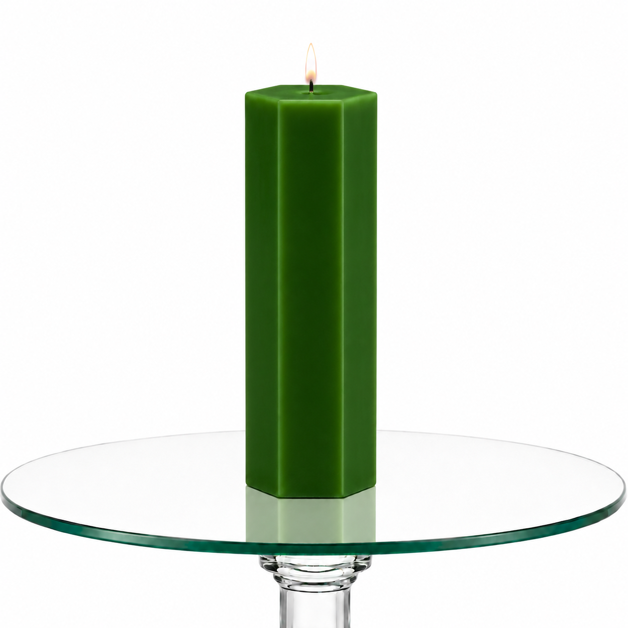 Large Hexagonal Scented Pillar Candle Green