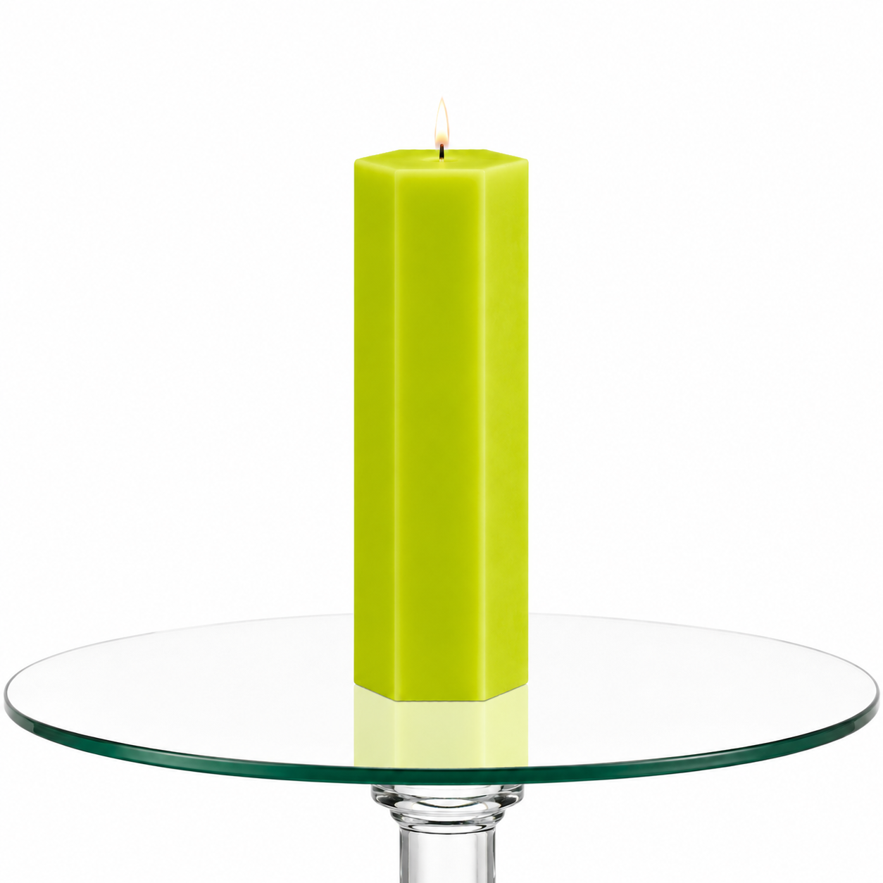 Large Hexagonal Scented Pillar Candle Light Green