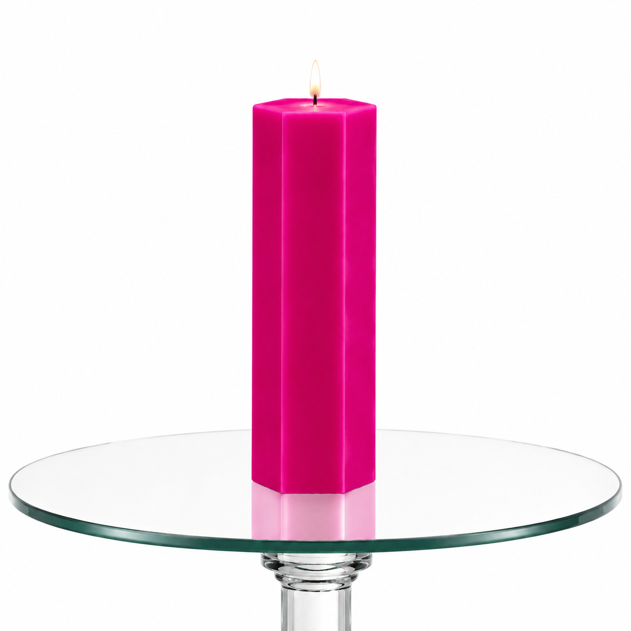 Large Hexagonal Scented Pillar Candle Magenta