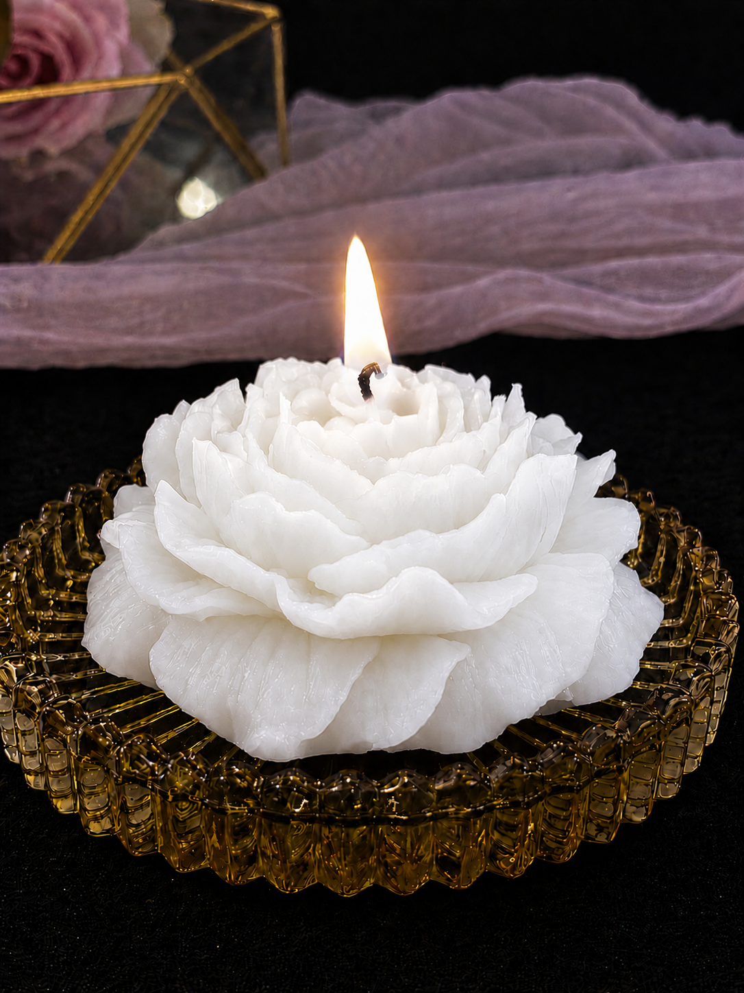 Premium White Flower Soy Wax Decorative Candle
