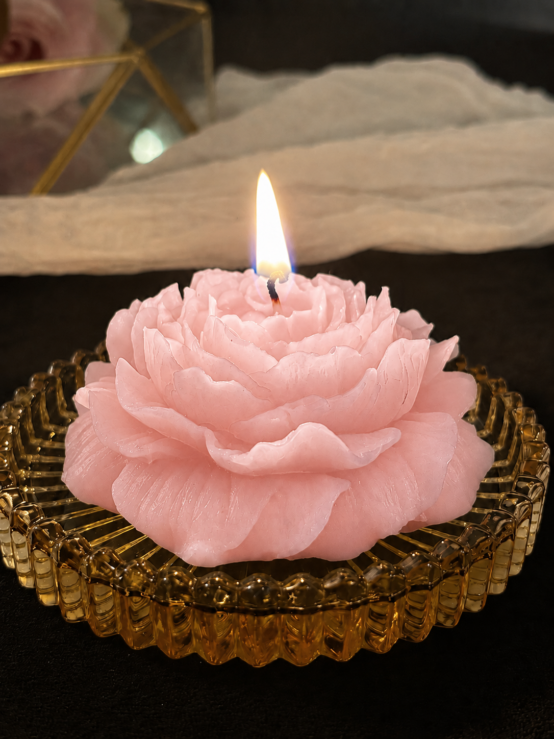 Premium Baby Pink Flower Soy Wax Decorative Candle