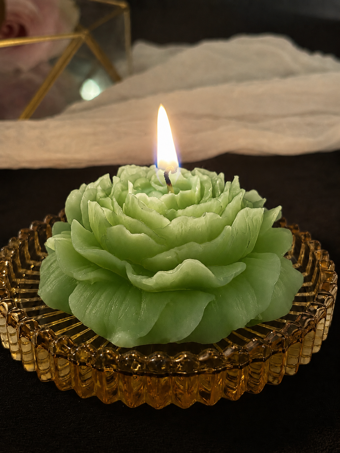Premium Green Flower Soy Wax Decorative Candle