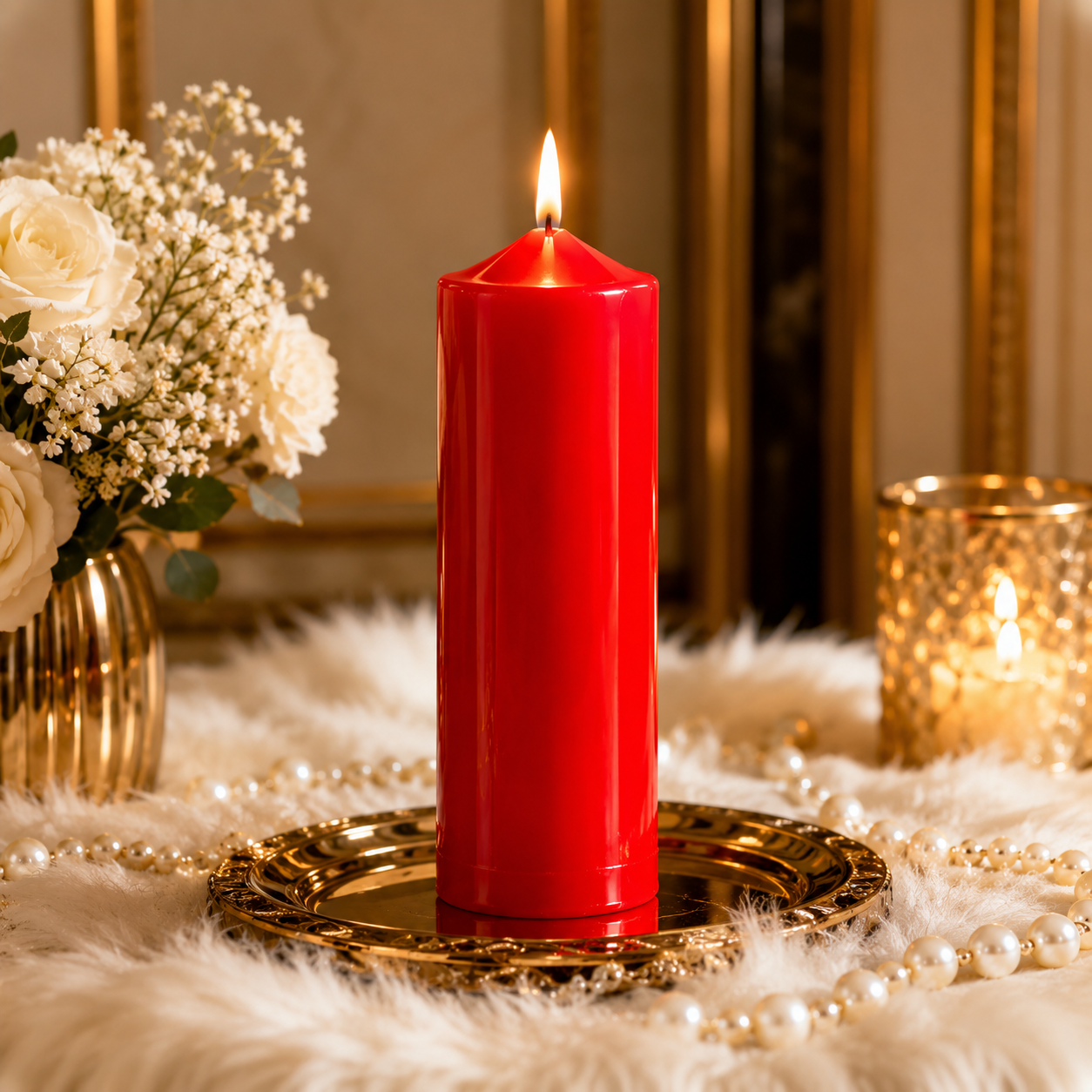 Large Simple Scented Pillar Candle for Party and Decor Red