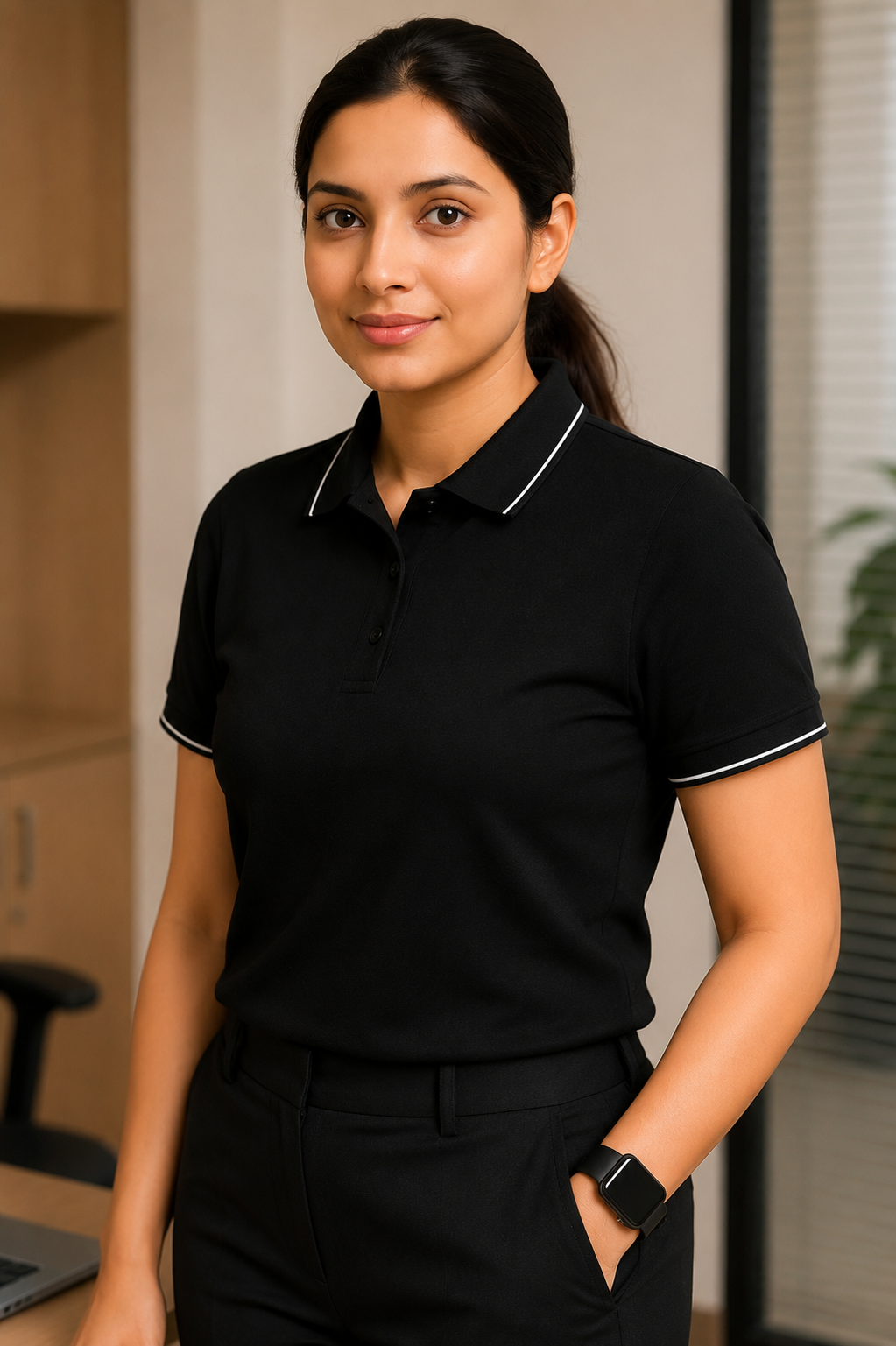 Black Polo Formal T Shirt for Women | Office Wear T Shirt for Ladies
