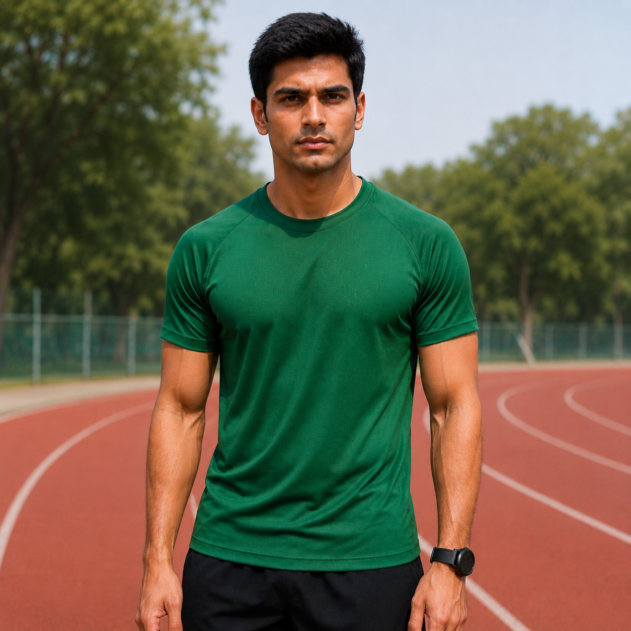 Green Sport T Shirt Mens | Gym, Running, Football Tee