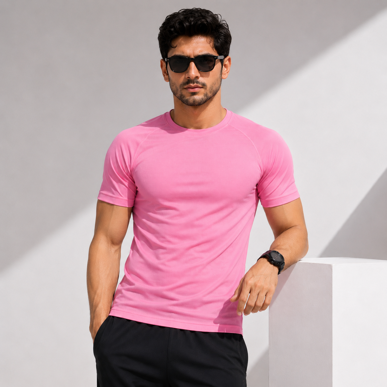 Pink Sport T Shirt Mens | Gym, Running, Football Tee