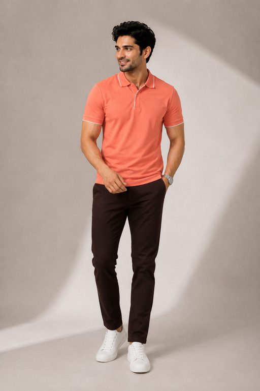 Collar T Shirt Formal for Men Formal T Shirts for Office Use - CORAL