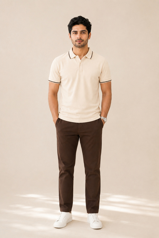 Neck Polo T Shirt – Classic Beige Collar T Shirt Formal Wear