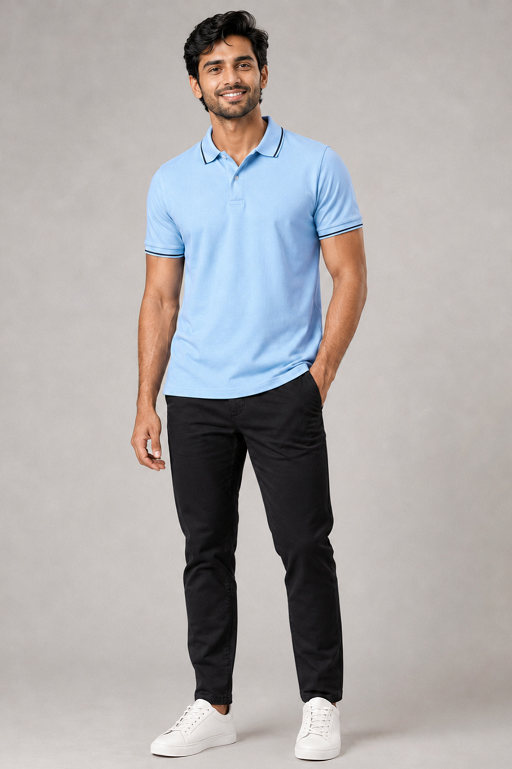 Sky Blue Polo Collar T Shirt for Men – Best Formal T Shirts Style