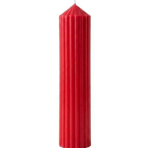 Premium Red Ribbed Tall Pillar Candle for Home Décor RED