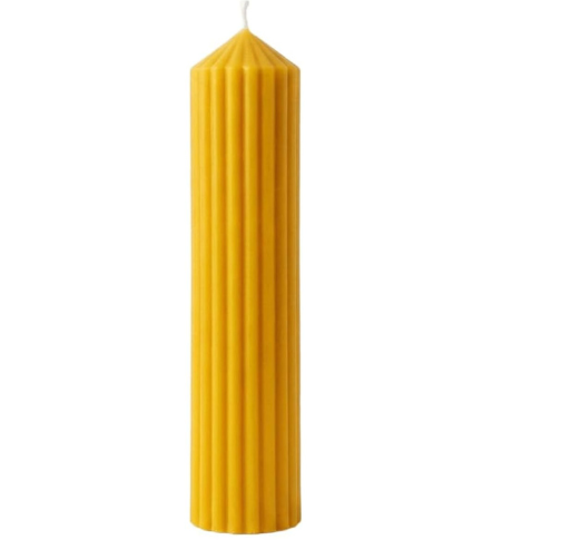 Premium Ribbed Tall Pillar Candle for Home Décor YELLOW
