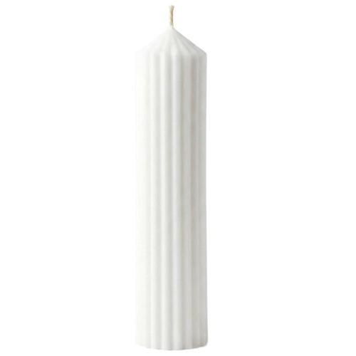 Premium Ribbed Tall Pillar Candle for Home Décor WHITE