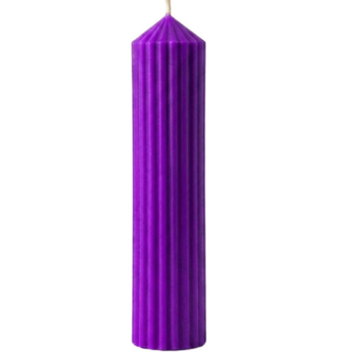 Premium Ribbed Tall Pillar Candle for Home Décor PURPLE
