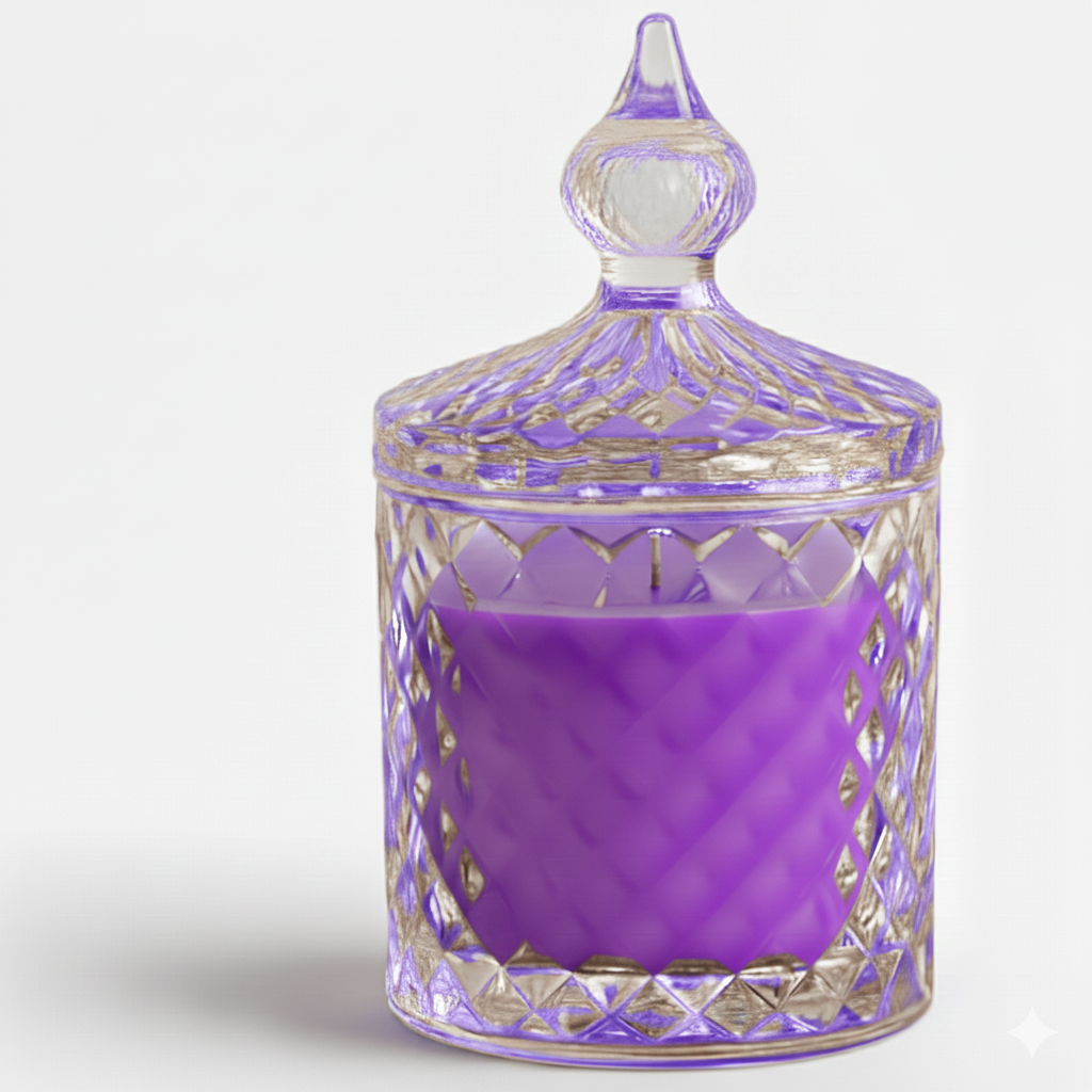 Premium Round Glass Jar Scented Candle - PURPLE