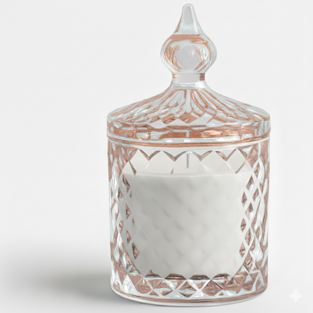 Premium Round Glass Jar Scented Candle - WHITE