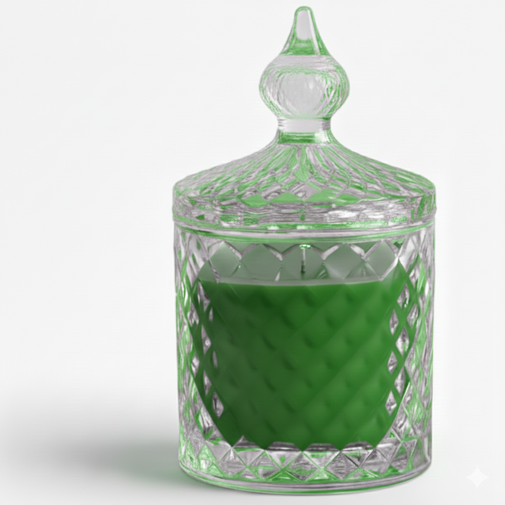Premium Round Glass Jar Scented Candle - GREEN