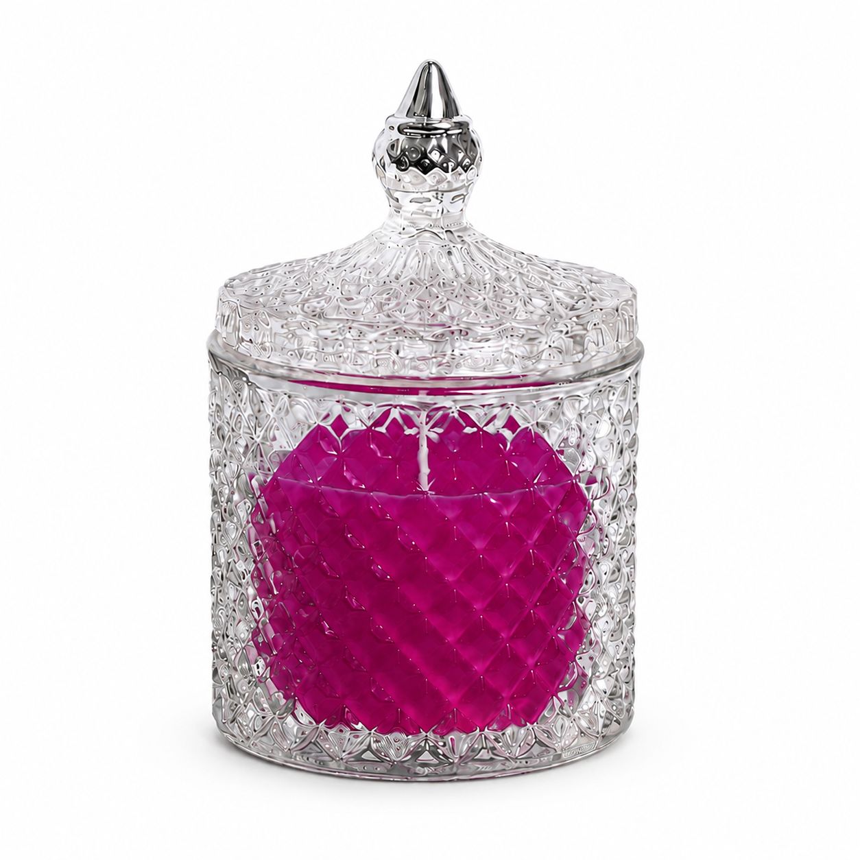 Premium Round Glass Jar Scented Candle - MAGENTA