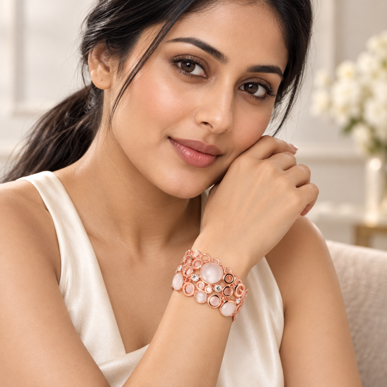 Zircon Stone Stud Amazing Geometrical German Bracelets Rose Gold