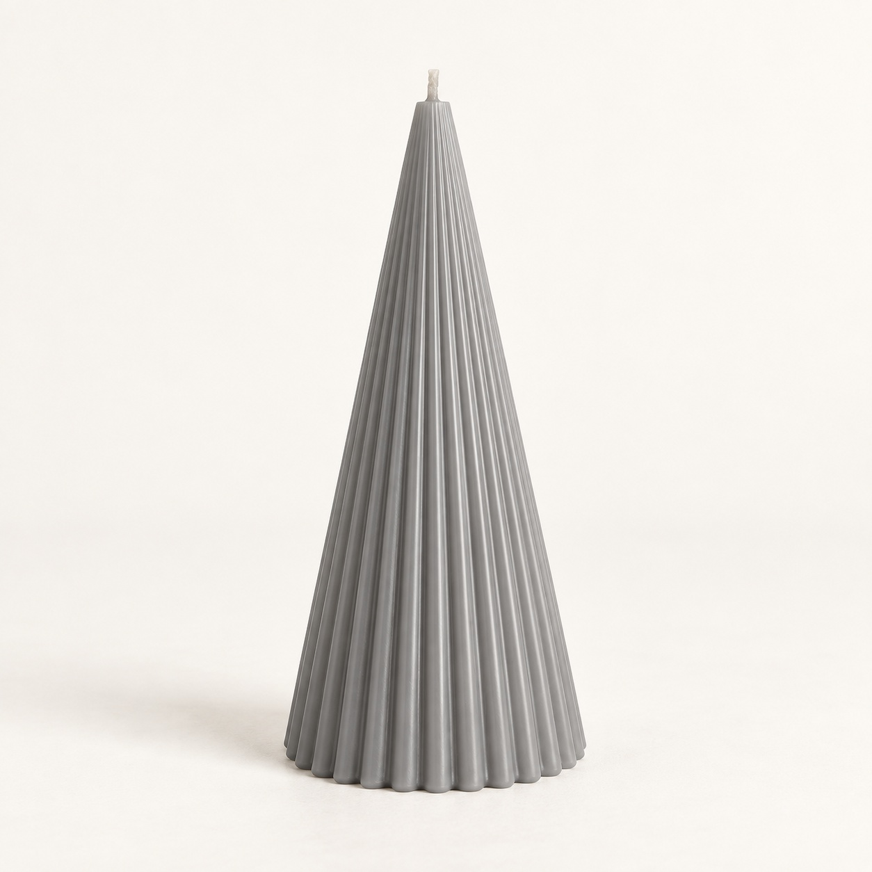 Derben Clove Grey Scented Ribbed Cone Candle for Home Décor
