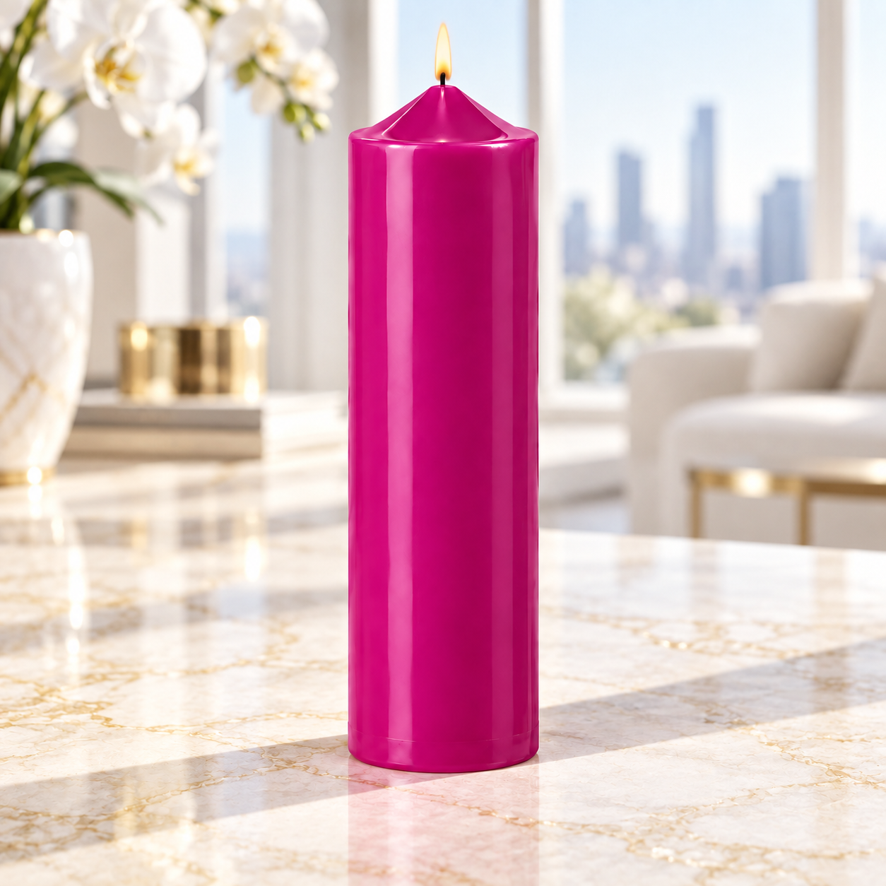 Derben Clove Magenta Tall Scented Pillar Candle for Décor