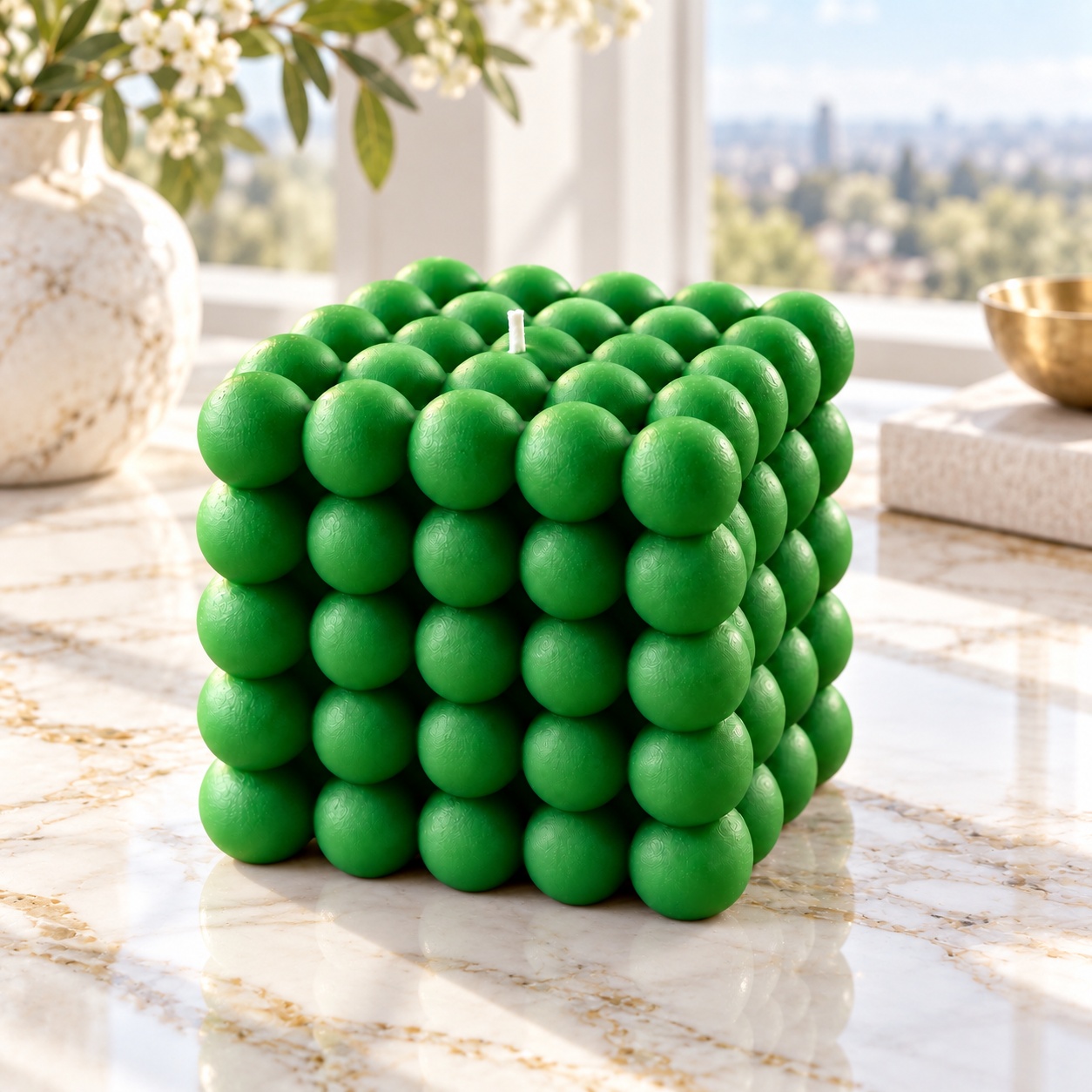 Derben Clove Green Bubble Cube Candle for Home Décor