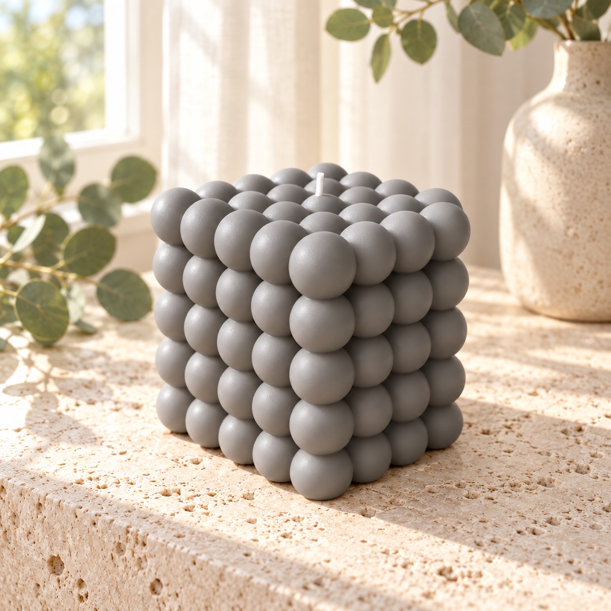 Derben Clove Grey Bubble Cube Scented Candle for Home Décor