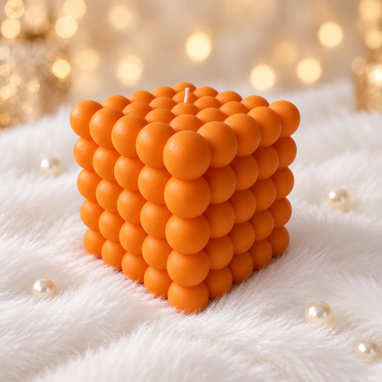 Derben Clove Orange Bubble Cube Candle for Home Décor