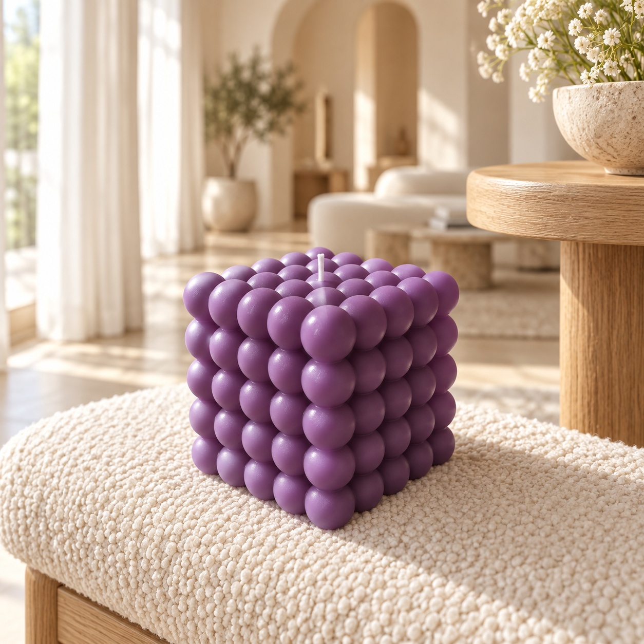 Derben Clove Purple Bubble Cube Candle for Home Décor