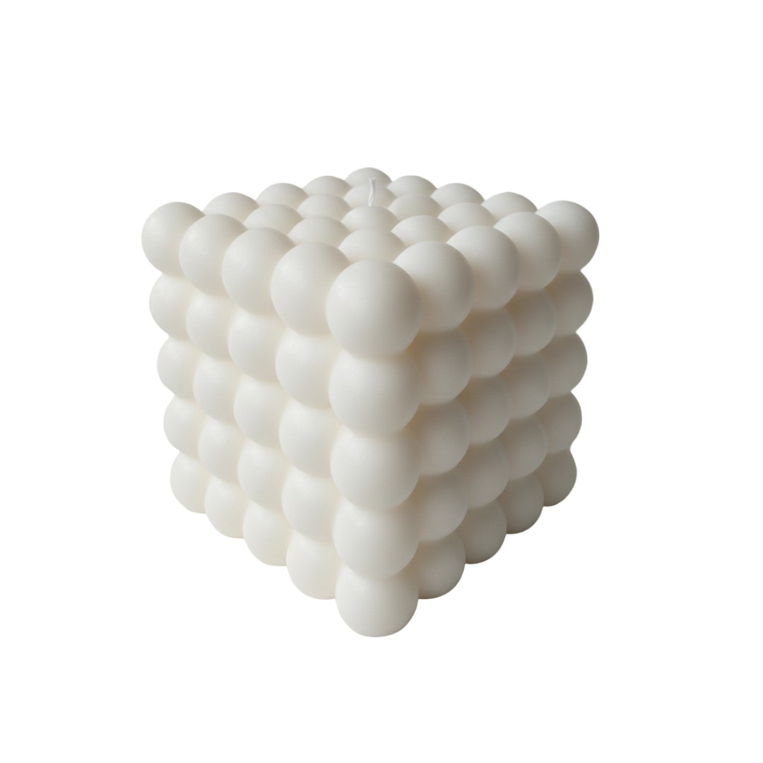 Derben Clove White Bubble Cube Candle for Home Décor