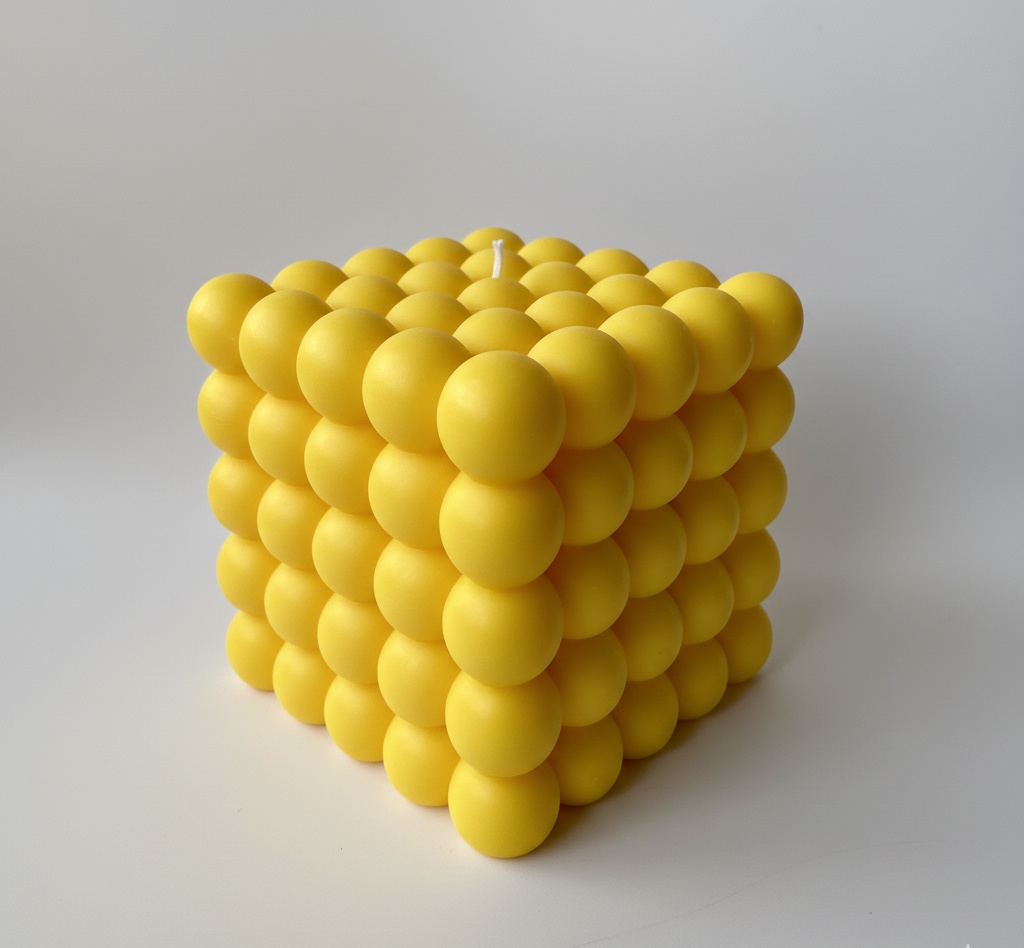 Derben Clove Yellow Bubble Cube Candle for Home Décor