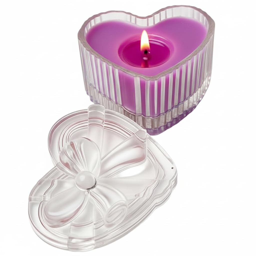 Derben Clove Purple Heart-Shaped Glass Jar Candle with Lid