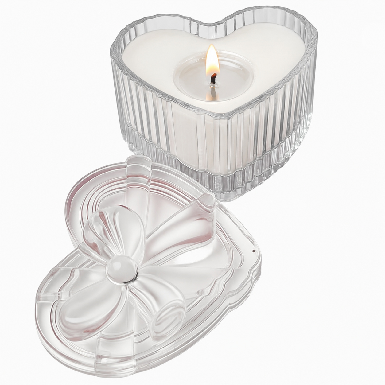Derben Clove White Heart-Shaped Glass Jar Candle with Lid