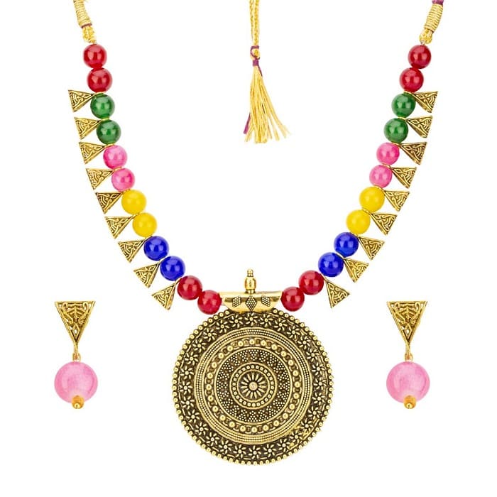 Beautiful Nice Contemporary Brass and Beads Traditional Necklace Set