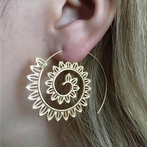 Designer Unique Geometric Alloy Hoop Earring for Girl and Women Golden