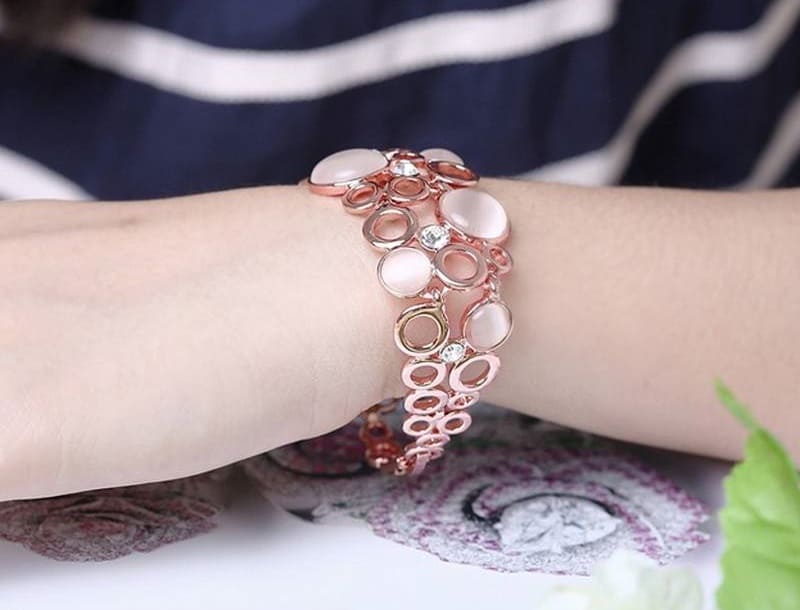 Zircon Stone Stud Amazing Geometrical German Bracelets Rose Gold