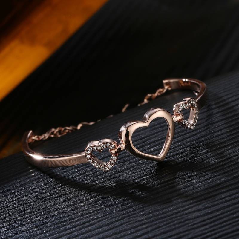 Beautiful Brass Copper Plated HeartShaped Bracelet for Girls Rose Gold