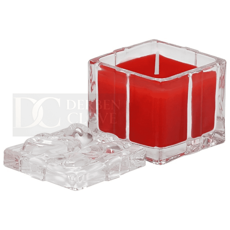 DC Best Scented Candles Transparent Glass Jar and Lid Red
