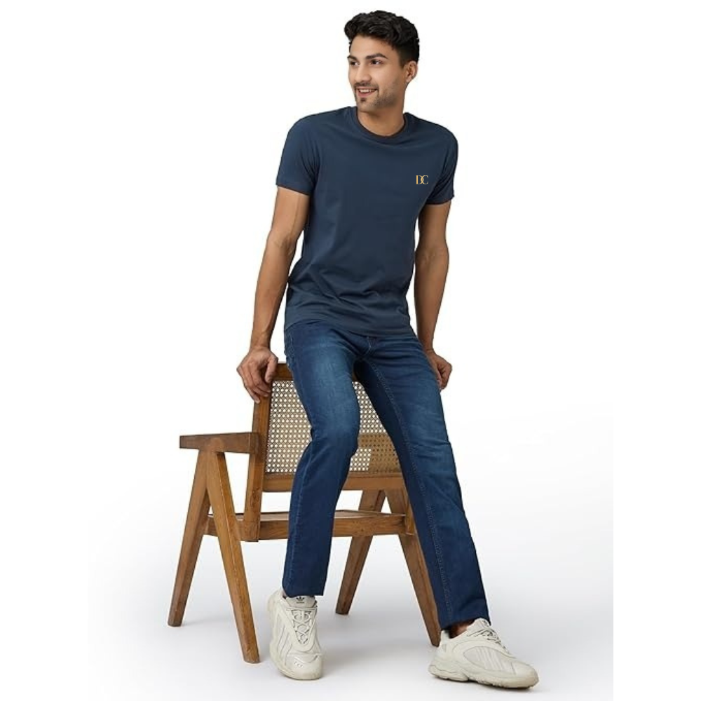 Unisex DC Navy lightweight Plain Coloured Tshirt Regular Fit